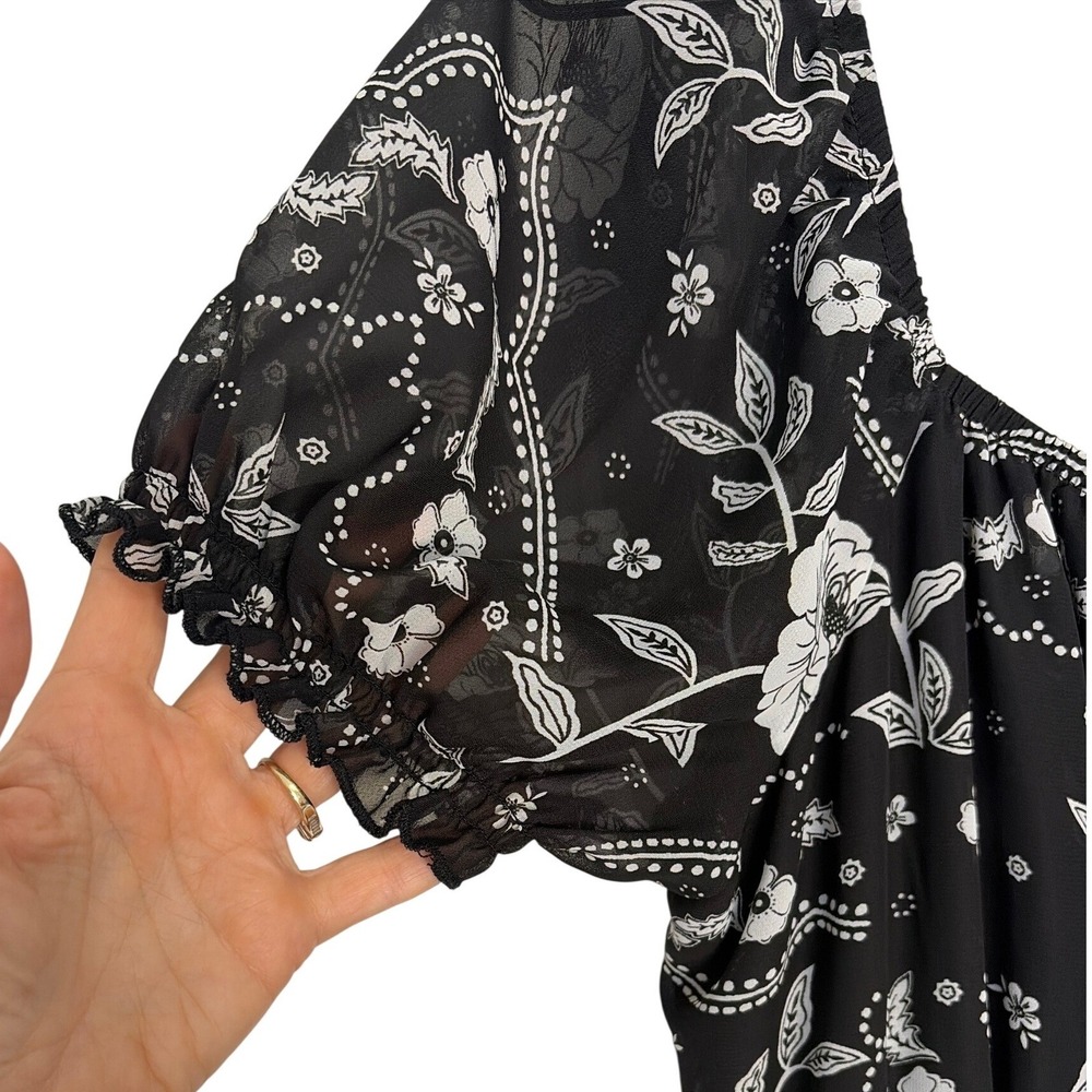 Womens Tiered Peasant Cottagecore Midi Dress Floral Paisley XXL Boho - Picture 2 of 9
